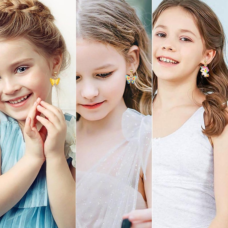 SYNLIN 20 Pairs Kids Clip-on Earrings - Cute Animal Designs, Non-Pierced for Girls - Image 3